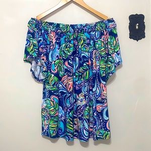 Almeria off shoulder hanging with fronds